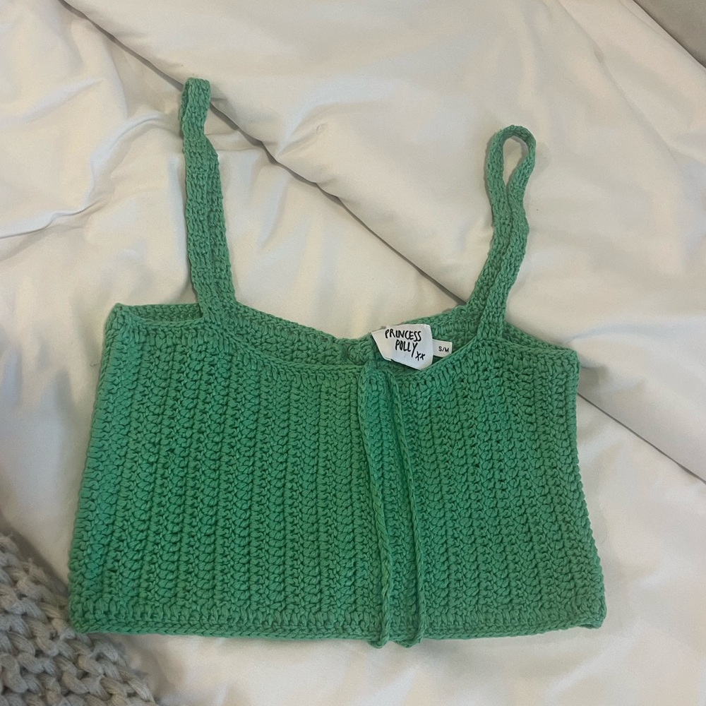 Princess Polly Green Knit Crop Top